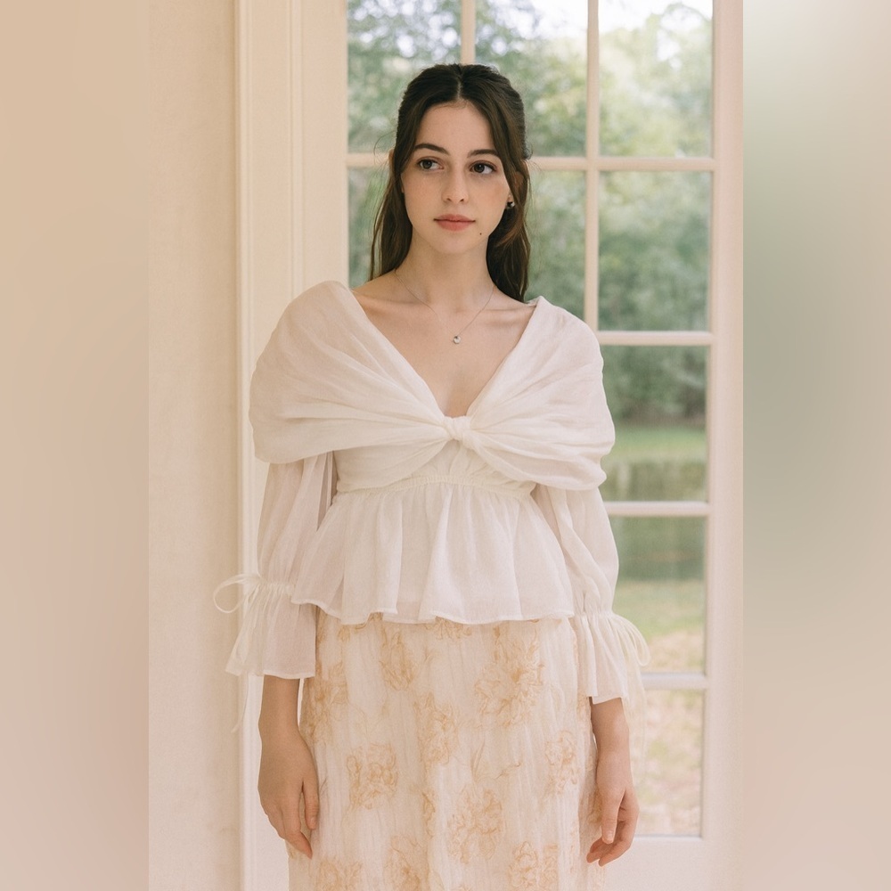 ChouChou Romantic Chic Fairy Babydoll White Blouse , Small